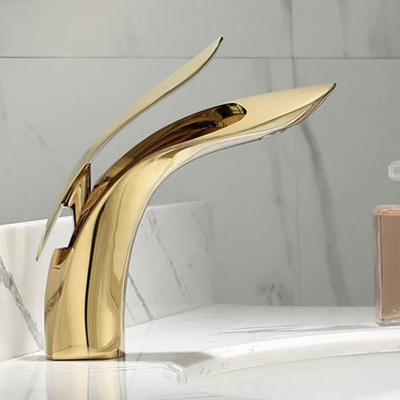 eprolo creative rose gold bathroom washbasin faucet with modern curved design