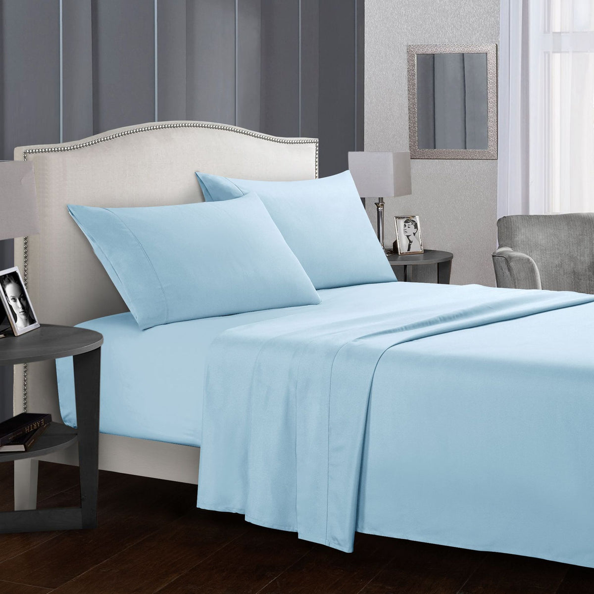 Pure Color Bedding Set Bed Linens Flat Sheet+Fitted Sheet+Pillowcase Queen/ King Size