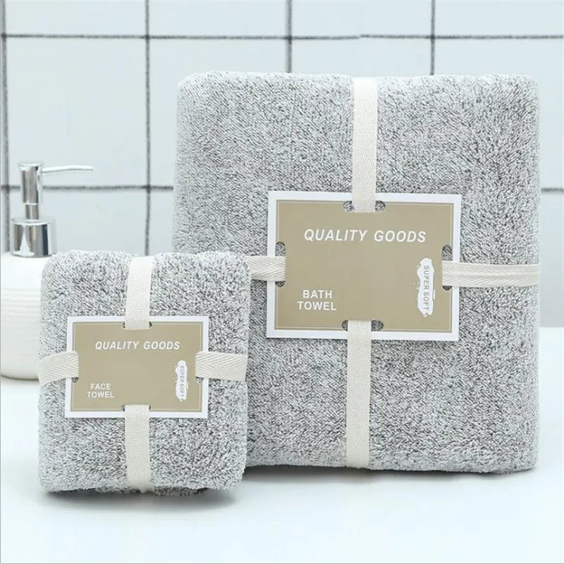 Soft grey bamboo charcoal coral velvet bath and face towel set by eprolo