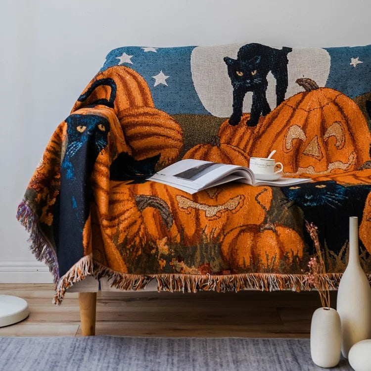 Halloween style tassel throw blanket