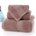 Set of three dusty rose 100% cotton terry bath towels by eprolo